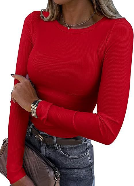 Casual & chic: Damen Langarm-Rippoberteil. Stretch-Komfort für den ganzen Tag.