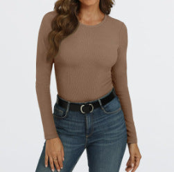 Vielseitiges Damen Langarmshirt, gerippt. Geeignet für Frühling, Herbst & milder Winter.