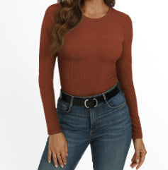 Damen Rippstrick-Oberteil, Langarm, figurbetont. Eleganter Look für Büro & Freizeit.