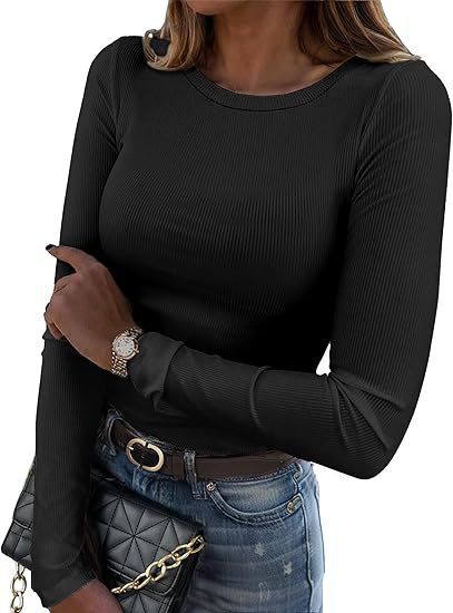 Damen Langarmshirt aus Rippstoff, elegant & figurbetont. Ideal für Büro & stilvolle Freizeitlooks.