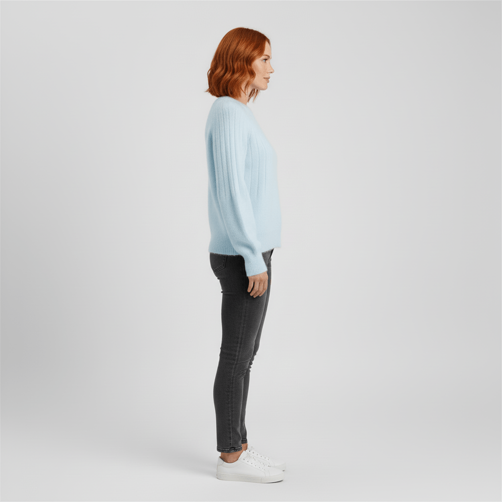 Eleganter Damen Gerippter Langarm-Pullover, ideal für den stilvollen Herbst-Look.