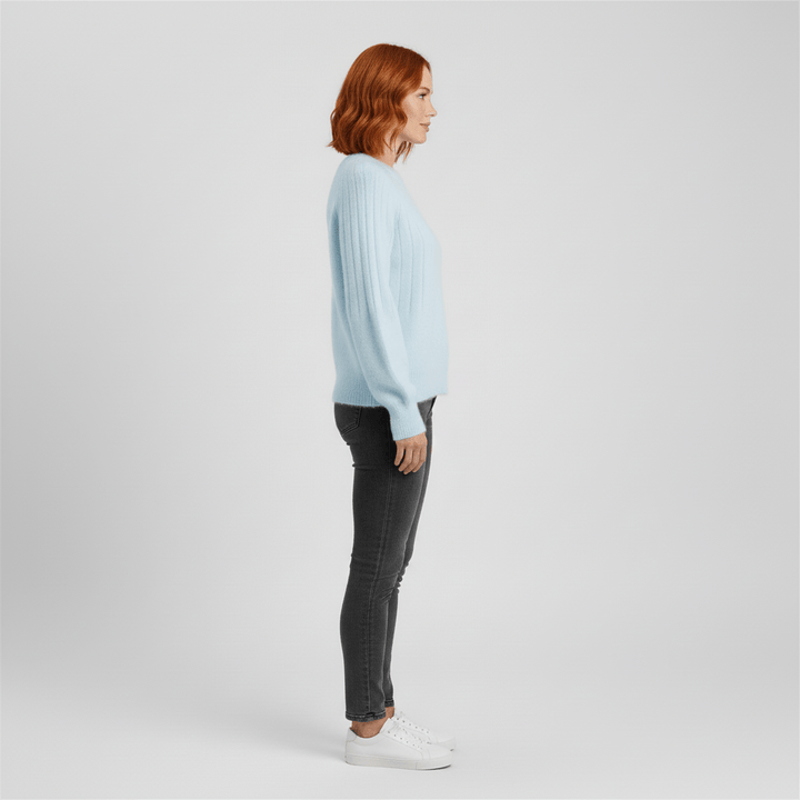 Eleganter Damen Gerippter Langarm-Pullover, ideal für den stilvollen Herbst-Look.
