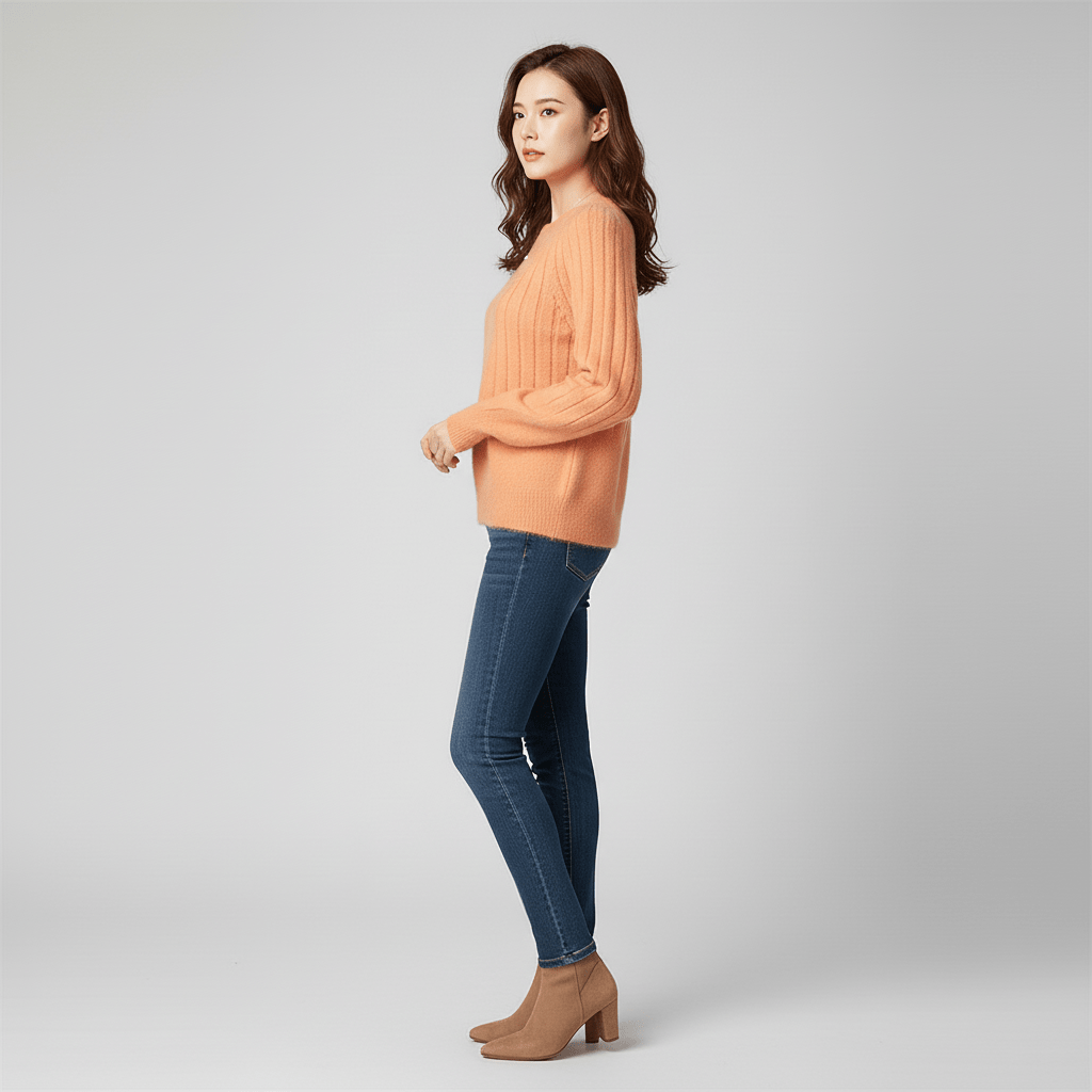 Damen Strickpullover "Leah", gerippt, mit langen Ärmeln und elegantem Schnitt.