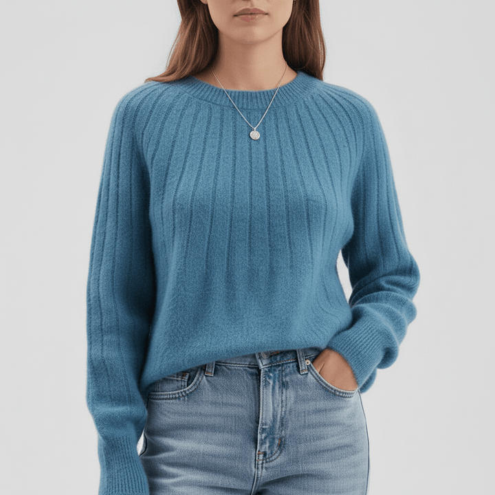 Schicker Damen Langarmpullover aus Rippstrick, ideal für den Casual-Business-Look.