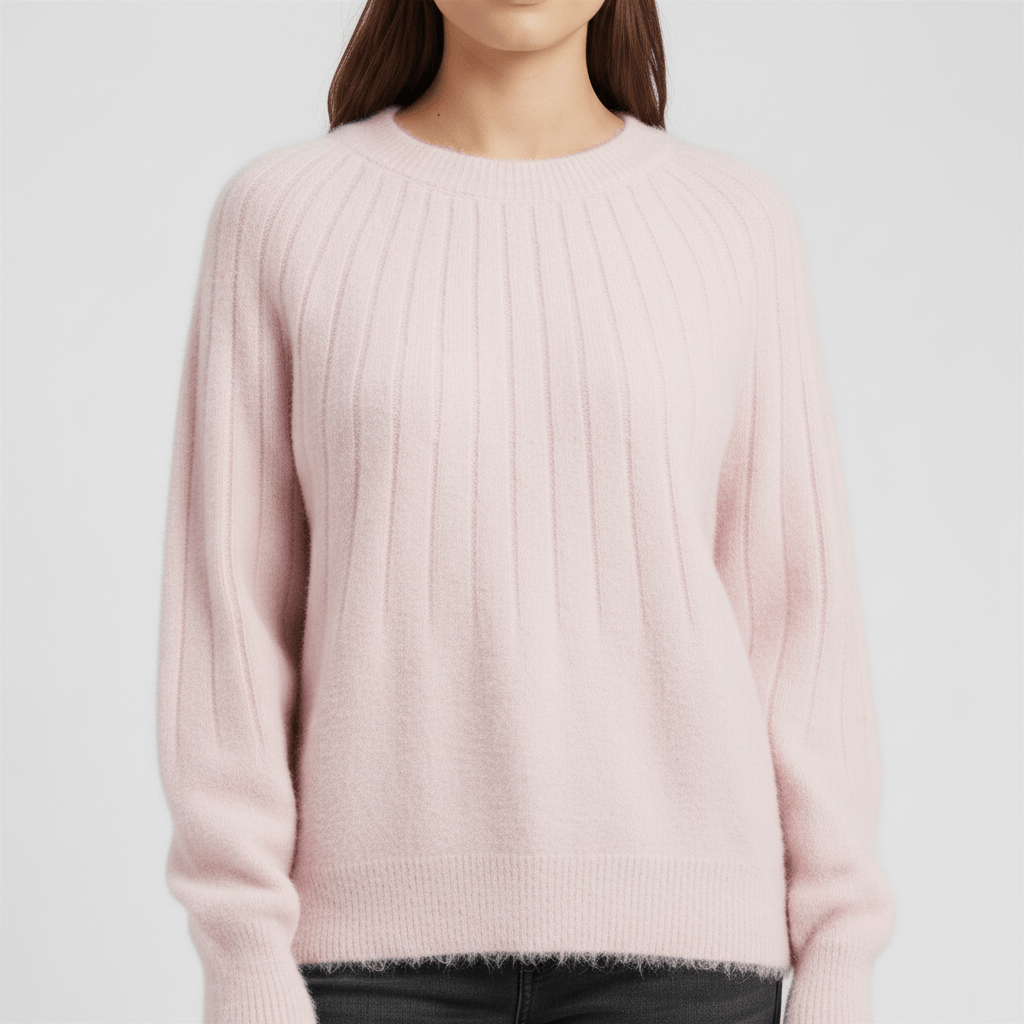 Bequemer Damen Rippstrick-Pullover mit langen Ärmeln, perfekt für entspannte Tage.