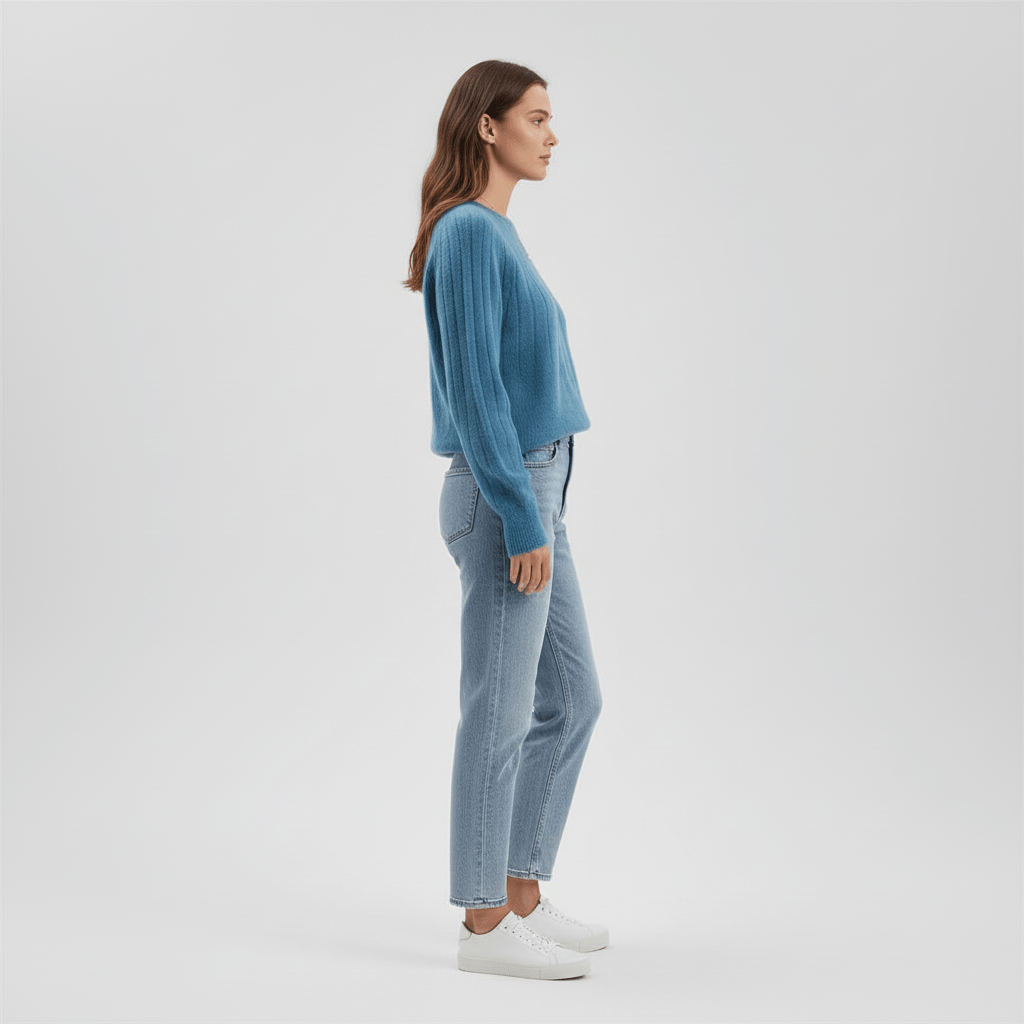 Eleganter Rippstrick-Langarmpullover für Damen, ideal für Alltag & Büro.