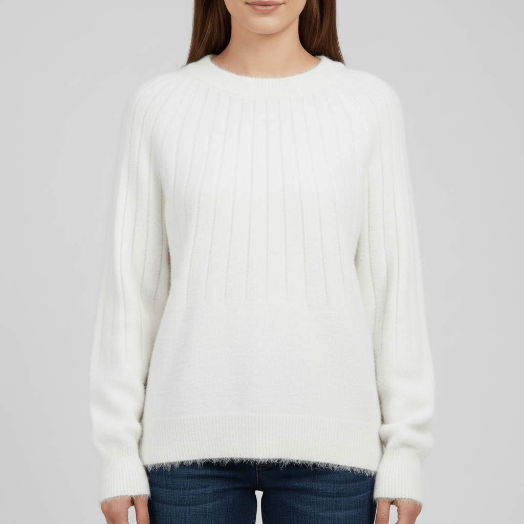 Eleganter Damen Strickpullover, gerippt, mit langen Ärmeln, vielseitig für jede Gelegenheit.