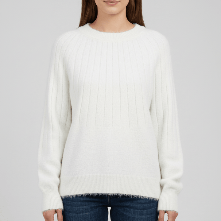 Eleganter Damen Strickpullover, gerippt, mit langen Ärmeln, vielseitig für jede Gelegenheit.