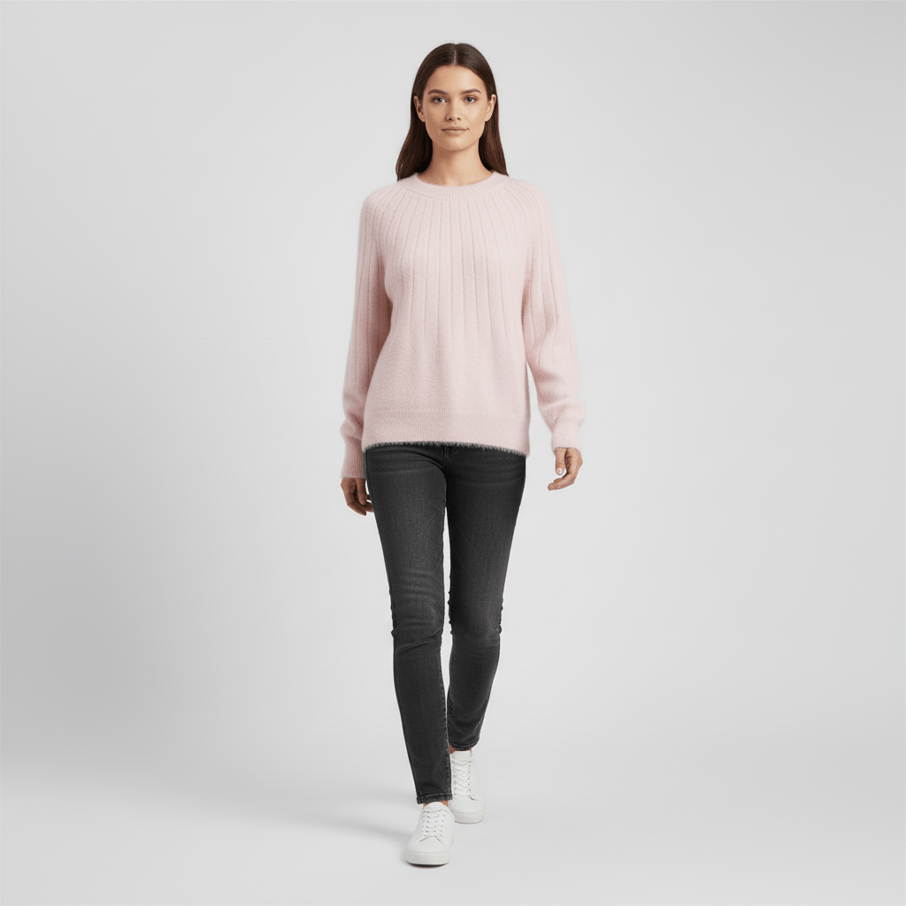 Zeitloser Damen Strickpullover, gerippt, mit langen Ärmeln, Must-have für Herbstmode.