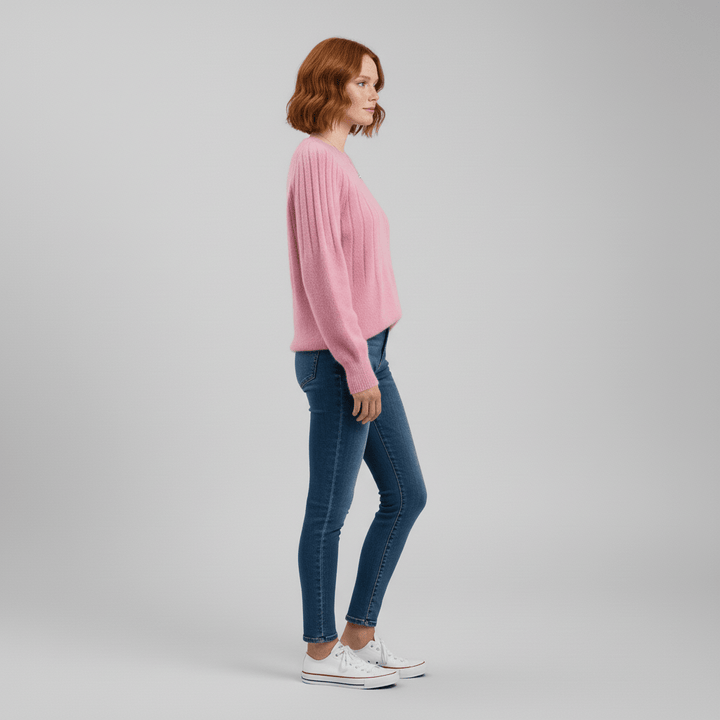 Damen Langarmpullover "Leah" aus Rippstrick, vielseitig kombinierbar für jeden Tag.
