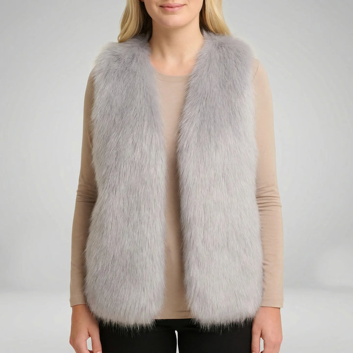 Warme Damen Bodywarmer Kunstfellweste Tahlia, ärmellos. Ideal für stylische Herbst- & Wintermode und Lagenlooks.