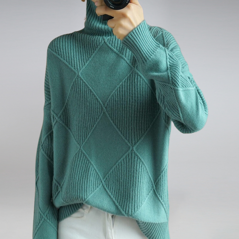 Gemütlicher Damen Rollkragenpullover mit weiter Passform. Komfortabler Longsleeve, ideal für entspannte Herbst/Winter-Looks.