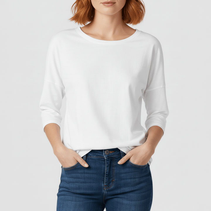 Damenshirt mit 3/4 Ärmeln und Rundhals in Grün; frischer Look für Frühling & Sommer.