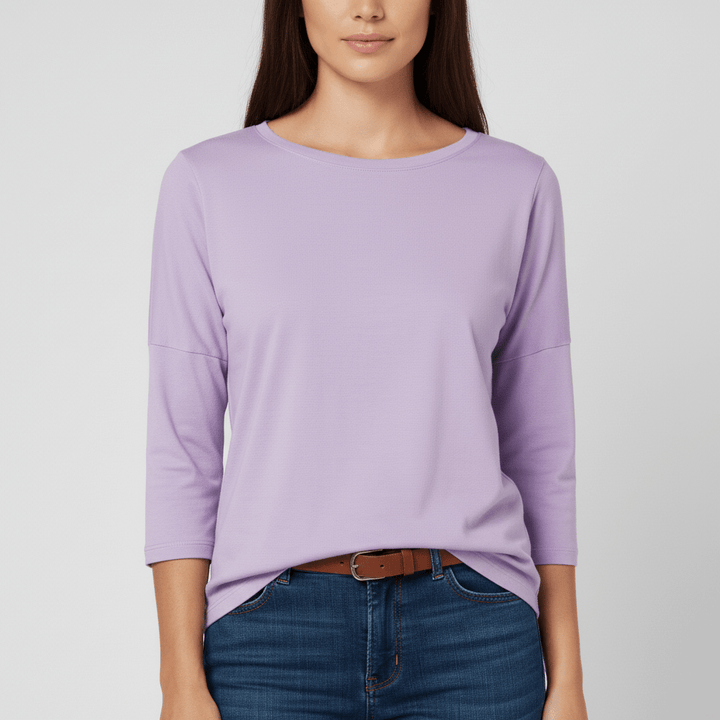 Zeitloses Damen-Basic-Shirt mit Rundhals und Dreiviertelärmeln; hohe Qualität & Komfort.