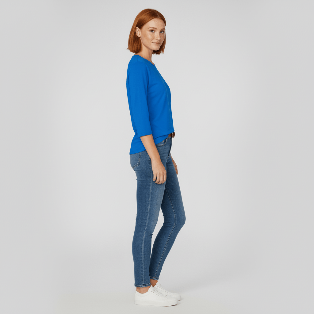 Weiches Damenshirt Alyssa mit 3/4-Ärmeln & Rundhals; bequemes Oberteil für den ganzen Tag.