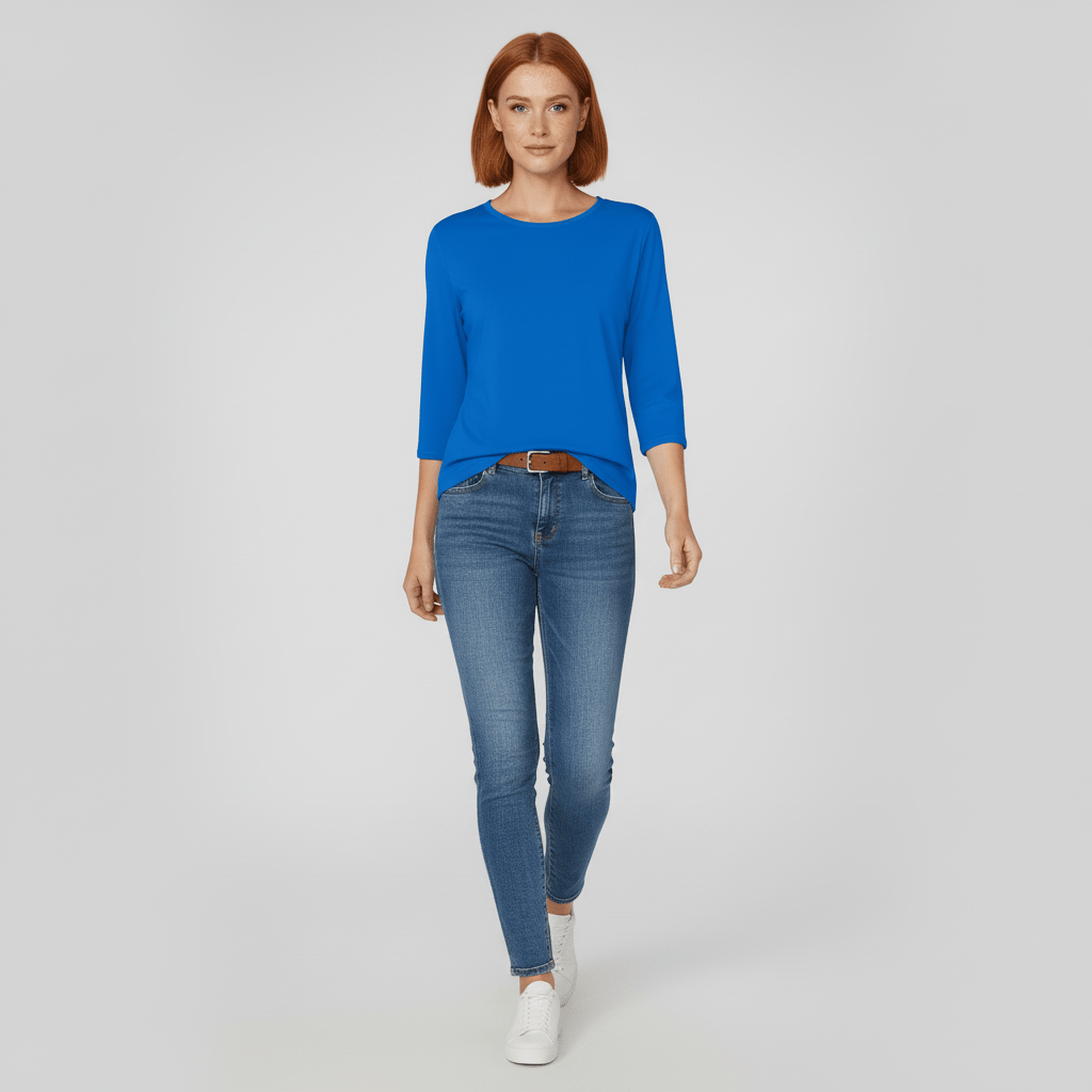 Modisches Damen-Rundhalsshirt mit Dreiviertelärmeln; vielseitig kombinierbar für jeden Anlass.