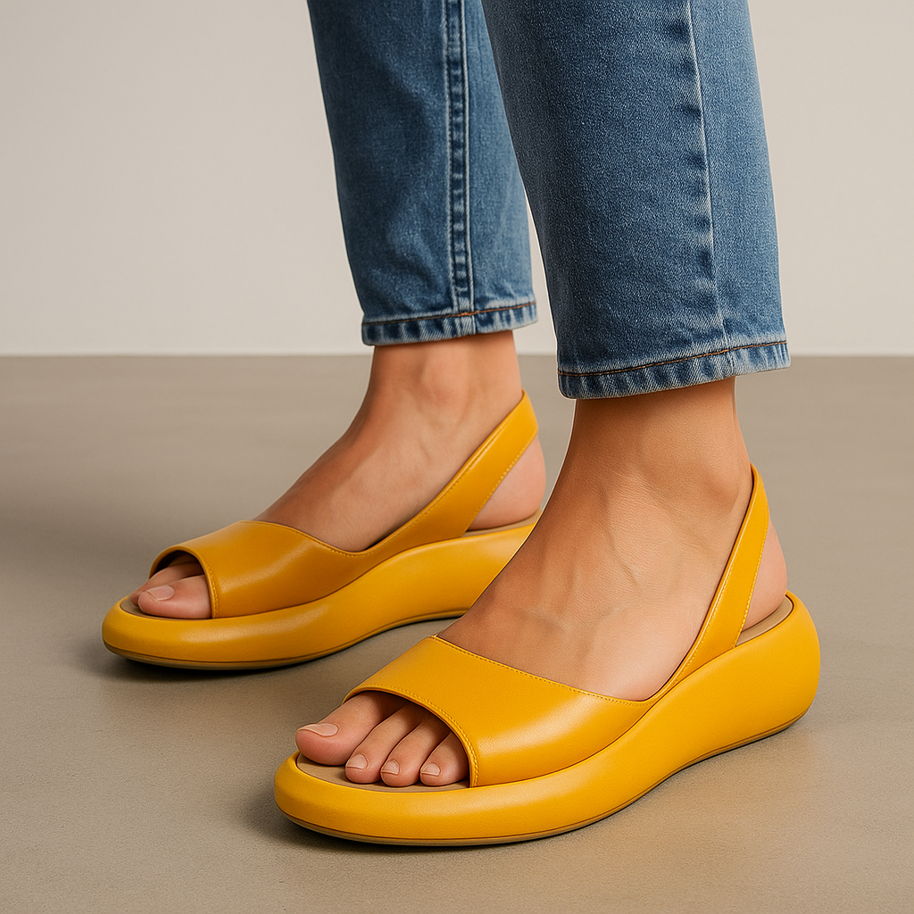 Rutschfeste Damen Sandalen, flach und leicht, als elegante Sommerschuhe. Perfekt bequeme Alltagsschuhe.