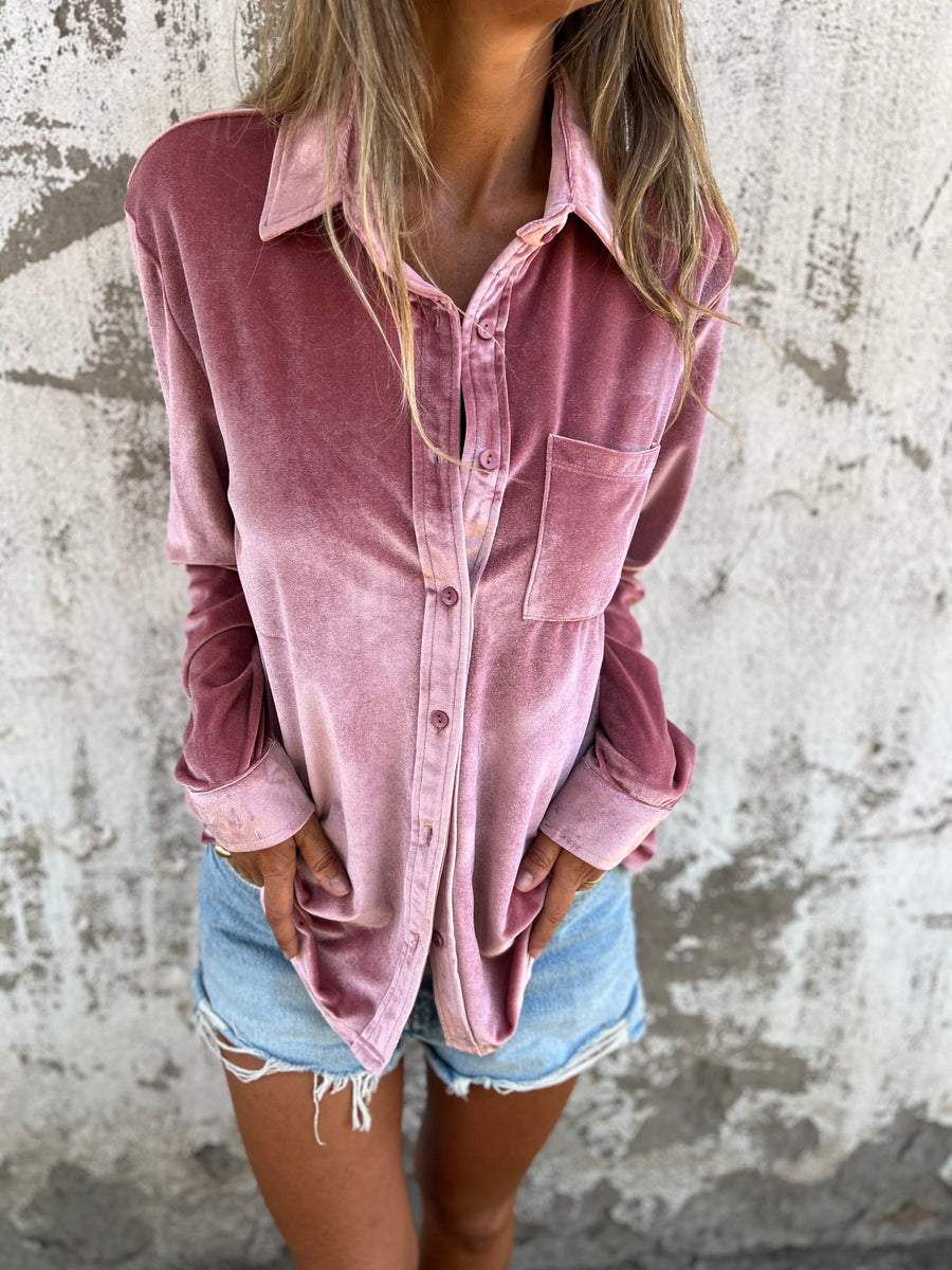 Damen Samtbluse Clara, elegant & weich, Langarm für jeden Anlass.