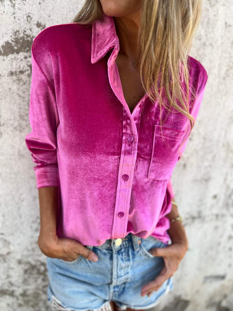Feminine Samtbluse Clara, Langarm, komfortabel & schick.