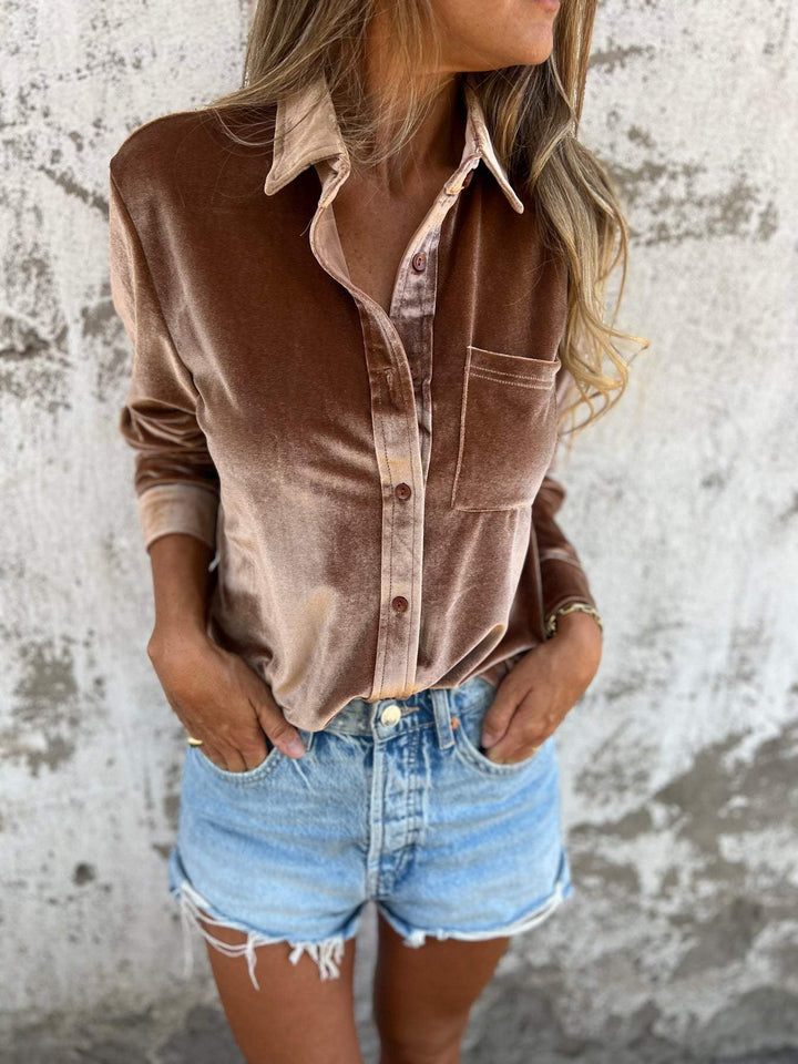 Festliche Samtbluse Clara, Langarm, weich & komfortabel für Frauen.