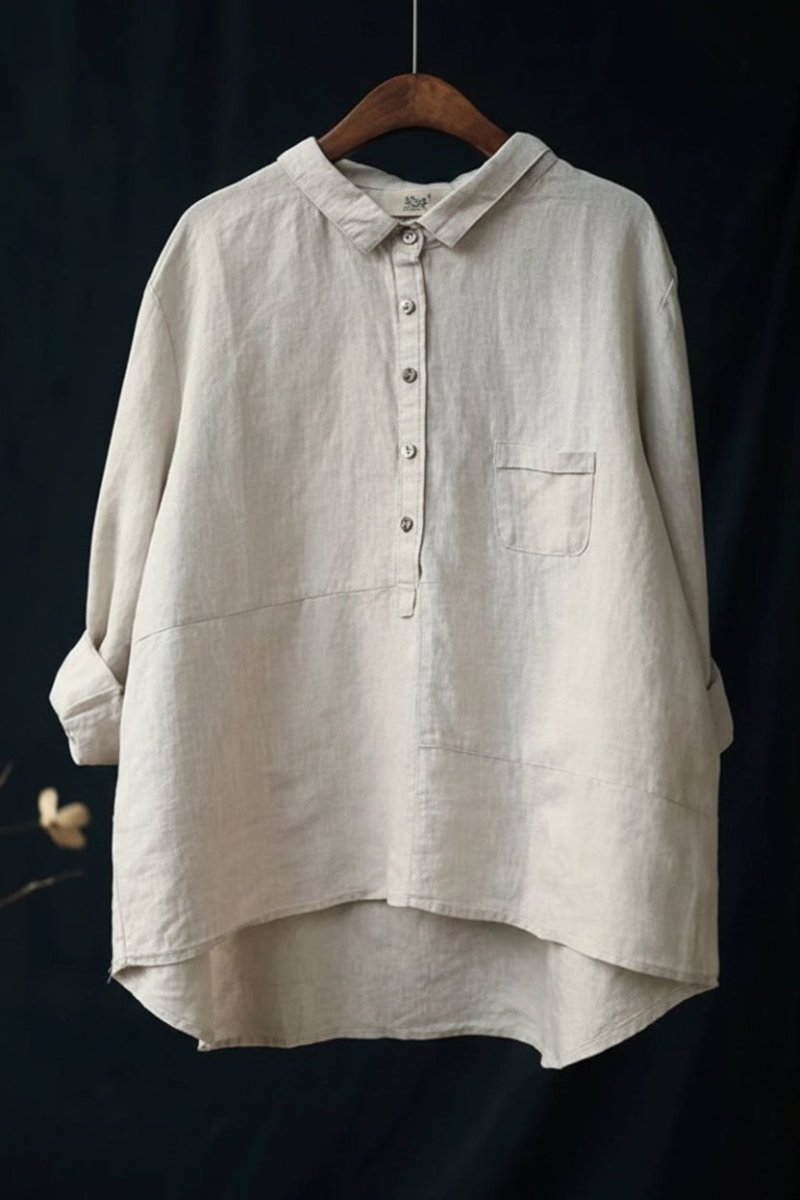 Alltagsshirt Jade für Damen. Langärmeliges Schlupfhemd mit Knopfleiste, locker & bequem.