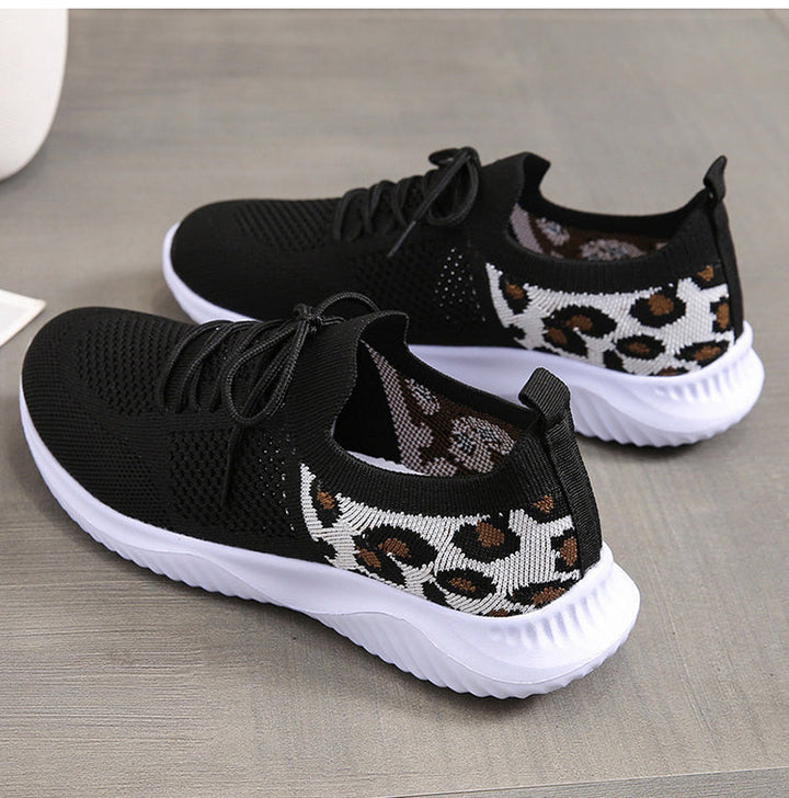 Vielseitige Damen Sneaker Leopardenmuster, bequeme & rutschfeste Schnürschuhe für jede Jahreszeit.