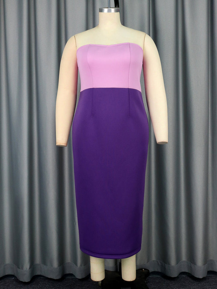 Schulterfreies Sommerkleid für Damen, figurbetont, mit wunderschönem Rosé-Lila Farbverlauf. Ideal für Partys und Anlässe.