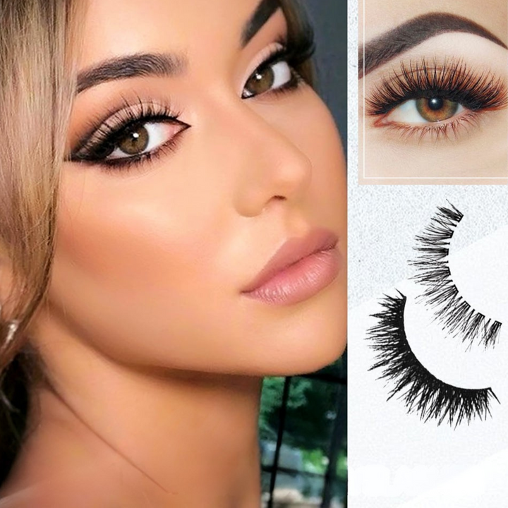 Damen selbstklebende Wimpern für natürlichen Look. Wiederverwendbar, wasserfest & leicht anzubringen.