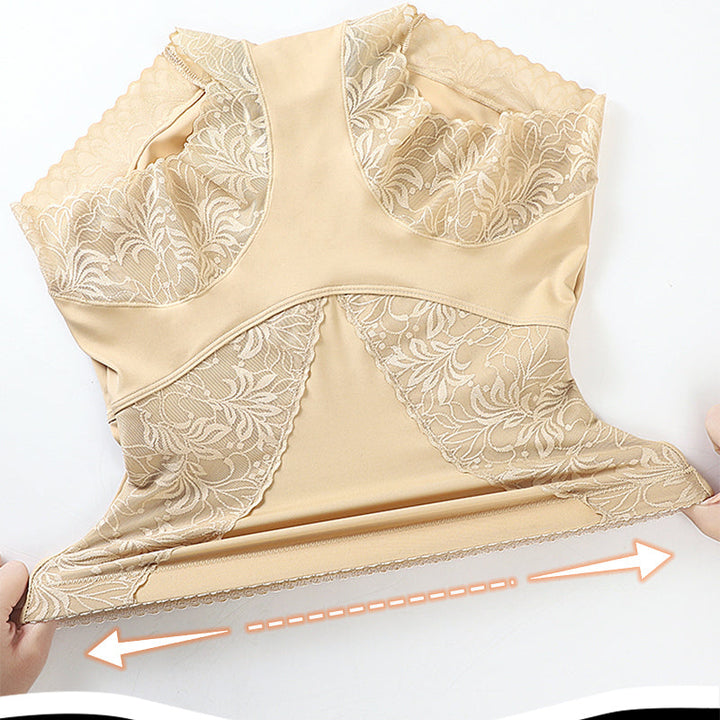 Atmungsaktiver High Waist Shapewear Slip für Damen mit Bauchkontrolle und eleganter Spitzenverzierung.