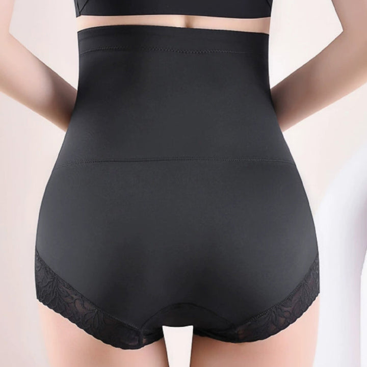 Damen Unterwäsche Shapewear Slip, figurformend mit hoher Taille und Bauchkontrolle. Mit Spitze veredelt.