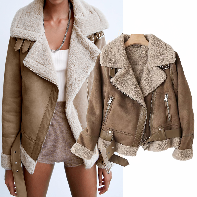 Damen Sherpa-Bomberjacke, gemütlich & modisch, perfekt für Übergang, Herbst & Winter. Stylische Kurzjacke.