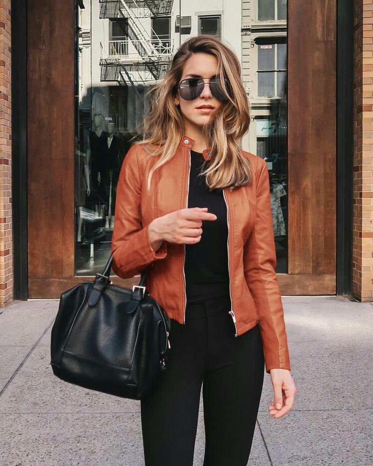 Trendige Damen Slim Fit Übergangsjacke, ideal für stilvolle Herbstoutfits.