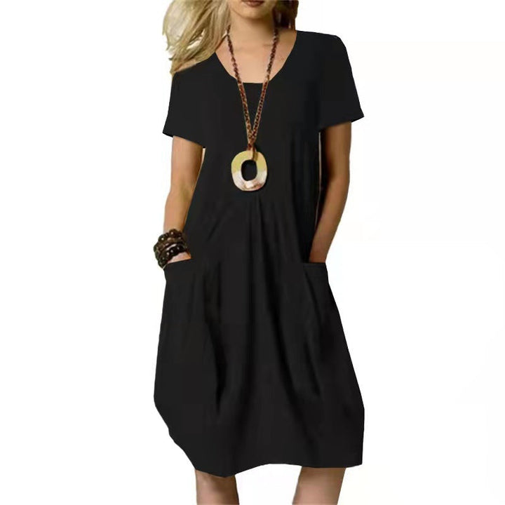 Luftiges Damen Sommerkleid, knielang und pflegeleicht. Vielseitiges Strand- und Urlaubskleid für Damen, sehr bequem.
