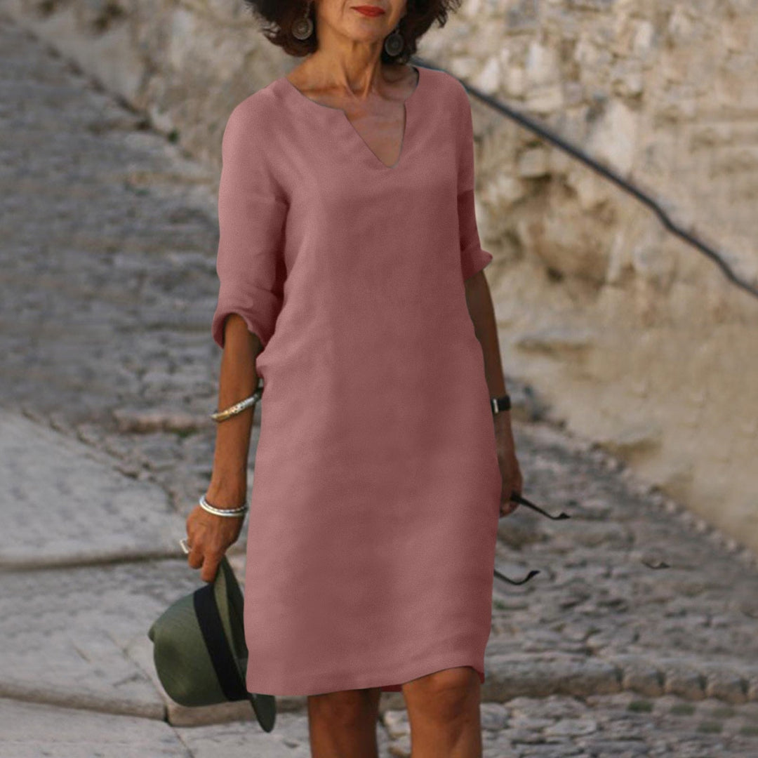 Vielseitiges Damen Sommerkleid Sofia, A-Linie, kurzarm, knielang, elegant und bequem für jeden Anlass.