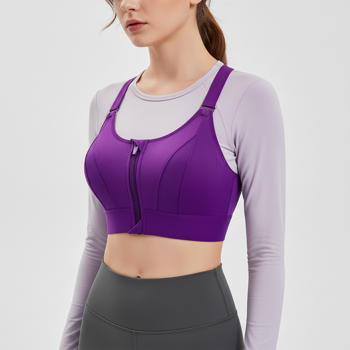 Stützender Damen Sport-BH mit Frontreißverschluss, für hohen Tragekomfort bei jeder Art von Activewear.