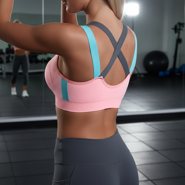 Damen Sport Bustier nahtlos MotionLuxe für Fitness & Workout. Atmungsaktive Activewear für optimalen Komfort beim Sport.