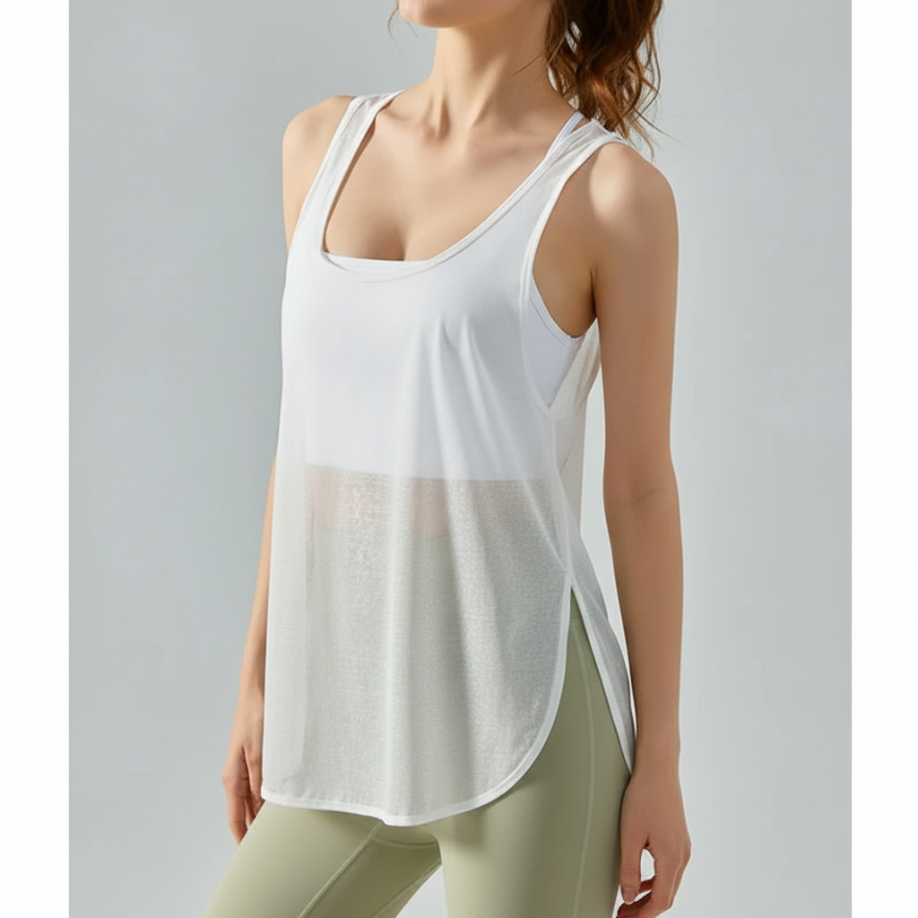 Nahaufnahme des atmungsaktiven AirMove Damen Sporttops mit speziellem Mesh für optimale Belüftung beim Workout.