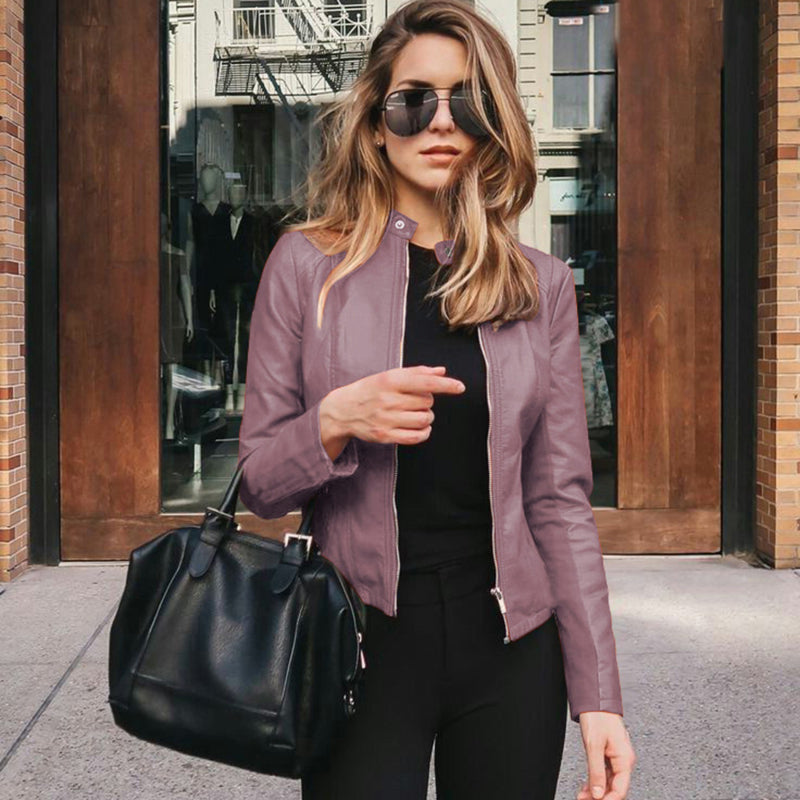 Damen Stehkragen Jacke, elegant & vielseitig. Perfekte Übergangsjacke für Herbst & Winter. Stilvoller Komfort.