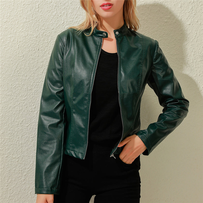 Komfortable Damen Stehkragen Jacke, perfekt für kühle Tage. Elegante Freizeitjacke für stilvolle Alltagskleidung.