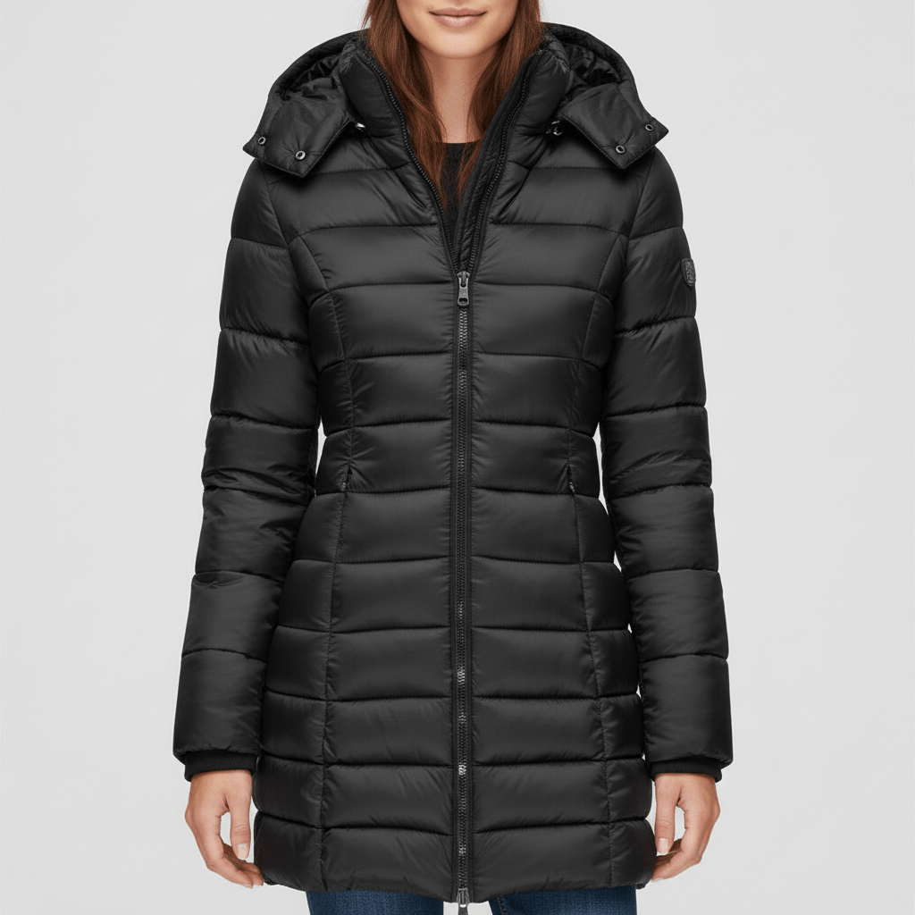 Alexia Steppjacke für Damen: Detailansicht, zeigt die hochwertige Verarbeitung & elegante Passform.