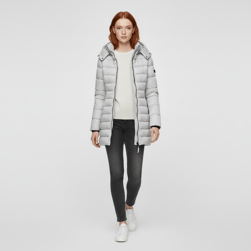 Steppjacke Alexia mit Kapuze: Figurbetonter Schnitt, elegant und kuschelig warm für den Winter.
