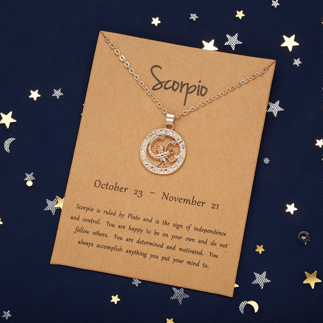 Moderne Tierkreiszeichen Halskette Roségold mit glitzernden Zirkonia Steinen, Damenschmuck.