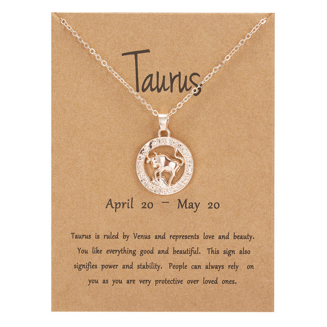 Astrologie Schmuck: Damen Roségold Halskette mit Zirkonia und Sternzeichen Motiv, stilvoll.