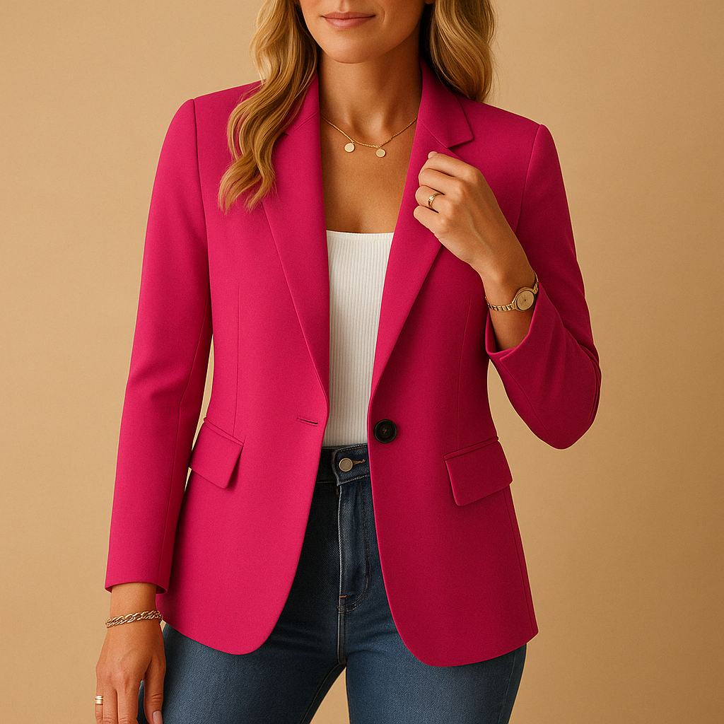 Klassischer Damen Taillierter Stretch-Blazer Isla, Ein-Knopf-Design, bequem für Büro & Business.
