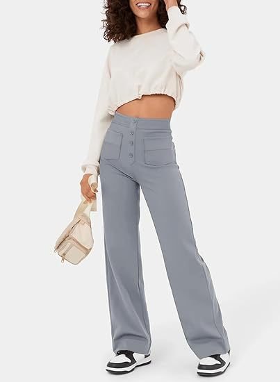 Damen Stretchhose, hoher Bund, perfekt für lange Arbeitstage und Freizeit.