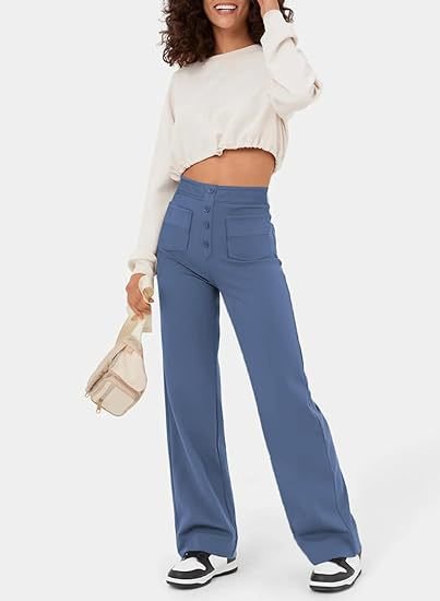 Feminine Stretchhose mit hoher Taille, figurbetonend, für Frühling & Herbst.