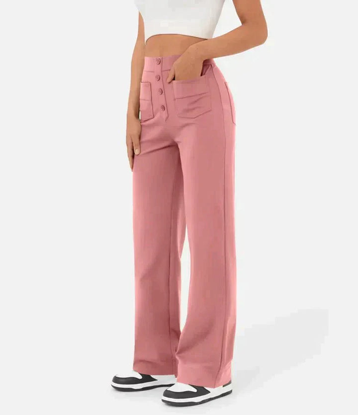 Komfortable Damen-Hose mit Stretch, hoher Bund, perfekt für Frühling & Sommer.