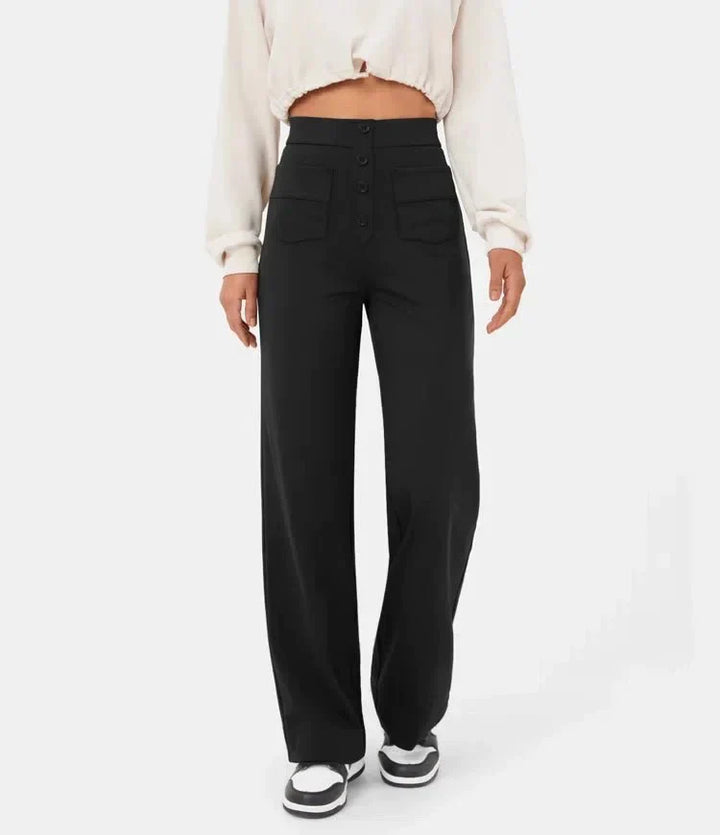 Modische Damen Freizeithose, Stretchmaterial, hohe Taille, optimaler Komfort.