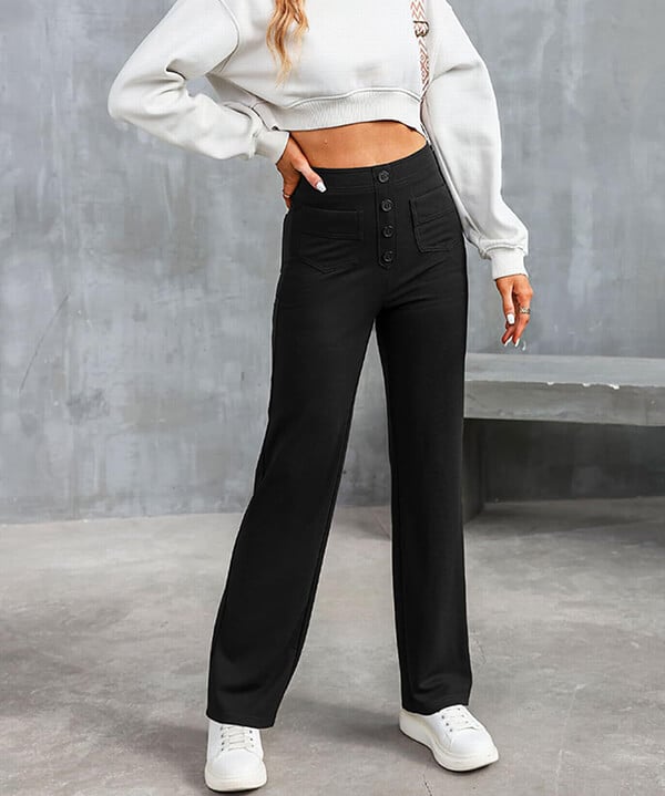 Damenhose mit hoher Taille, Stretch, bequem & stilvoll, perfekt für den Alltag.