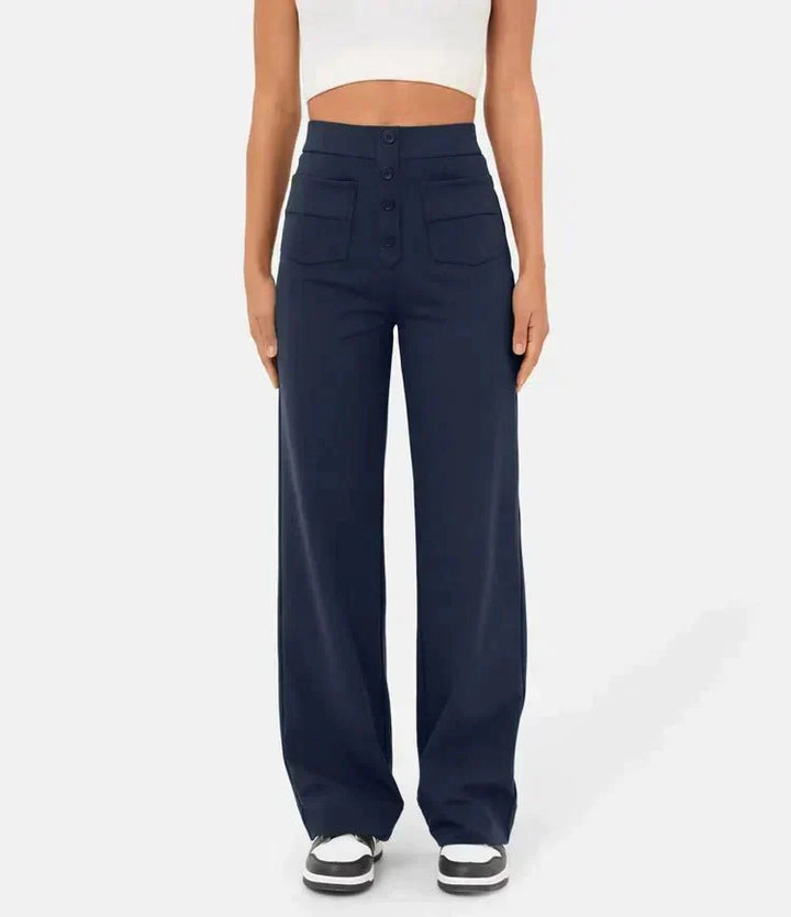 Elegante Damen Stretchhose, hohe Taille, figurformend, für stilvolle Looks.